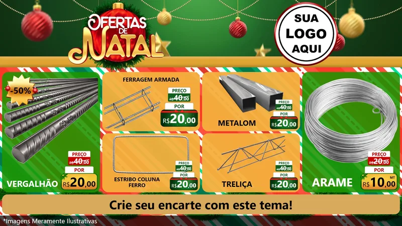 Modelo de TV para TV Horizontal com o tema Ofertas de Natal para Ferragens