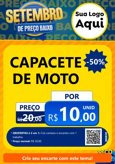 Modelo de Cartaz para Cartaz A4 Vertical com o tema Setembro De Preço Baixo para Moto peças
