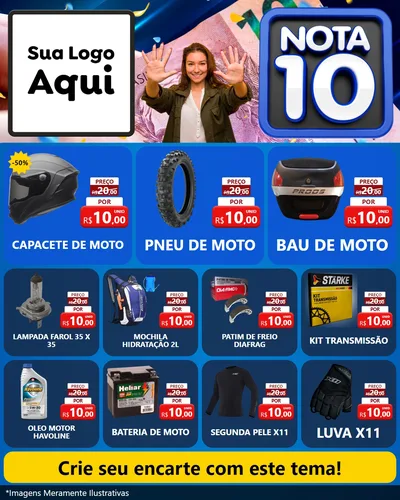 Modelo de Rede Social para Feed Instagram com o tema Nota 10 para Moto peças