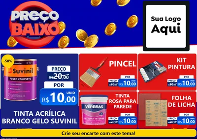 Modelo de Encarte para Encarte A4 Horizontal com o tema Preço Baixo para Tintas e Ferramentas