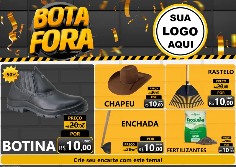 Modelo de Encarte para Encarte A4 Horizontal com o tema Bota Fora para Agropecuária