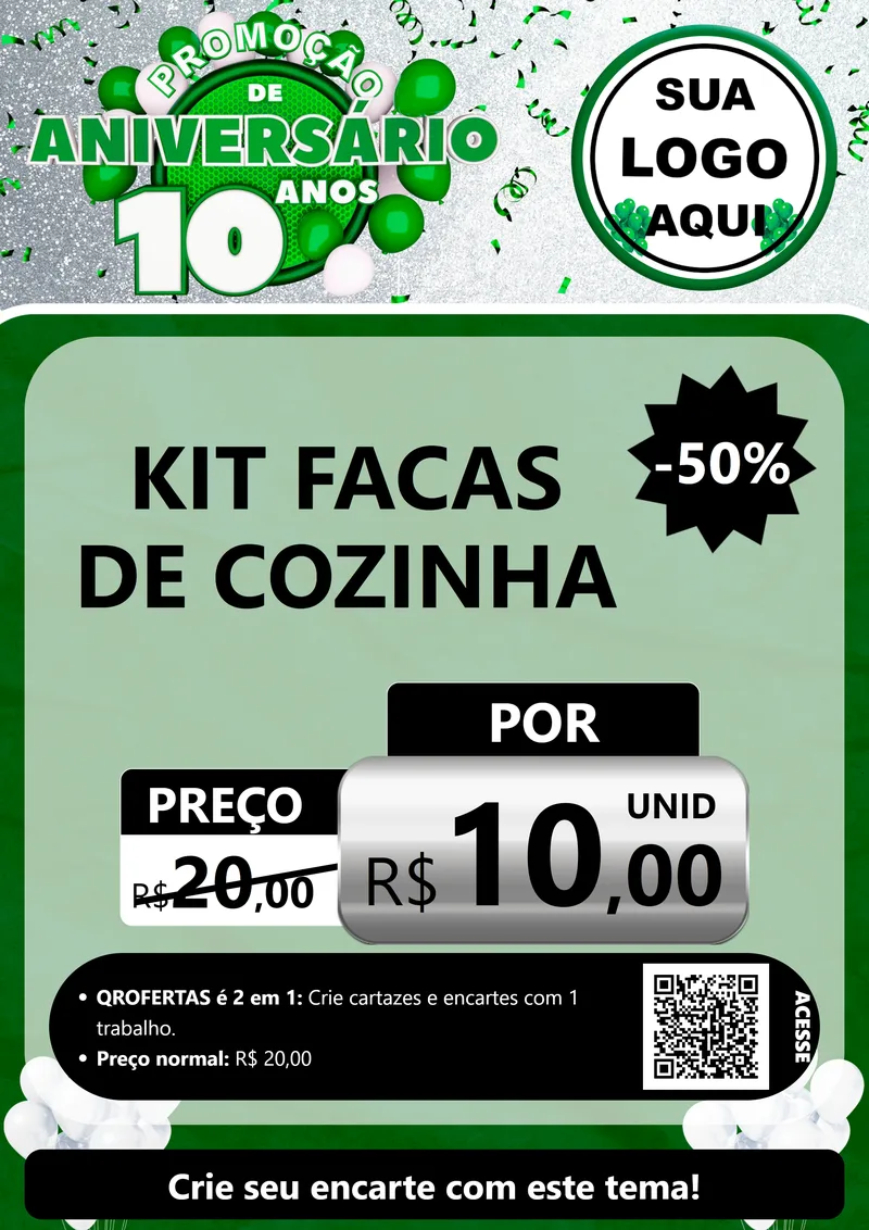 Modelo de Cartaz para Cartaz A4 Vertical com o tema Promoção de Aniversário - 10 Anos para Utilidades Domésticas
