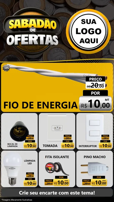 Modelo de Rede Social para Stories com o tema Sabadão de Ofertas para Materiais Elétricos