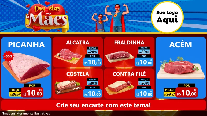 Modelo de TV para TV Horizontal com o tema Dia das Mães para Açougue