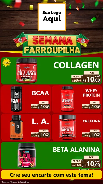 Modelo de TV para TV Vertical com o tema Semana Farroupilha para Suplementos alimentares
