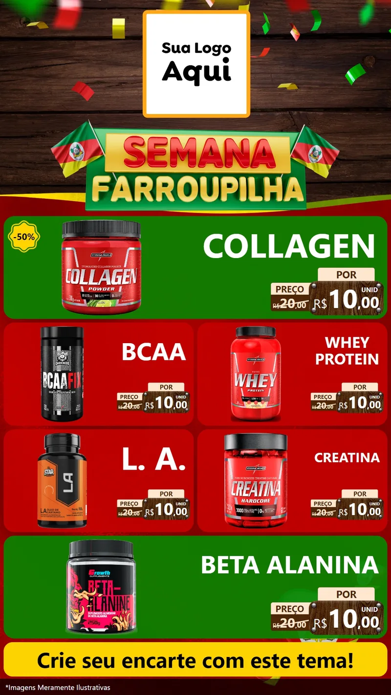 Modelo de TV para TV Vertical com o tema Semana Farroupilha para Suplementos alimentares