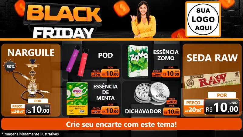 Modelo de TV para TV Horizontal com o tema Black Friday para Tabacaria