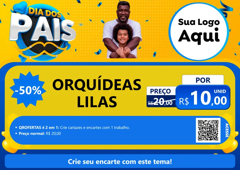 Modelo de Cartaz para Cartaz A4 Horizontal com o tema Dia dos Pais para Floricultura e jardim