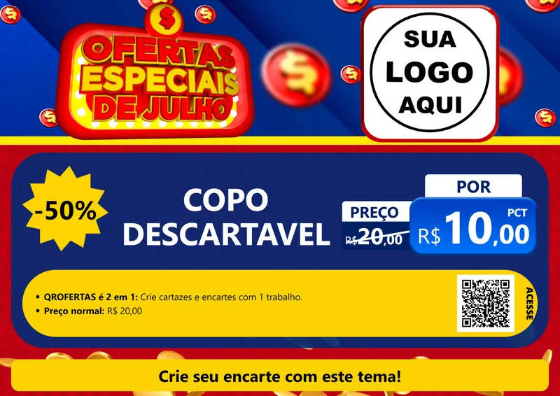 Modelo de Cartaz para Cartaz A4 Horizontal com o tema Ofertas Especiais de Julho para Embalagens