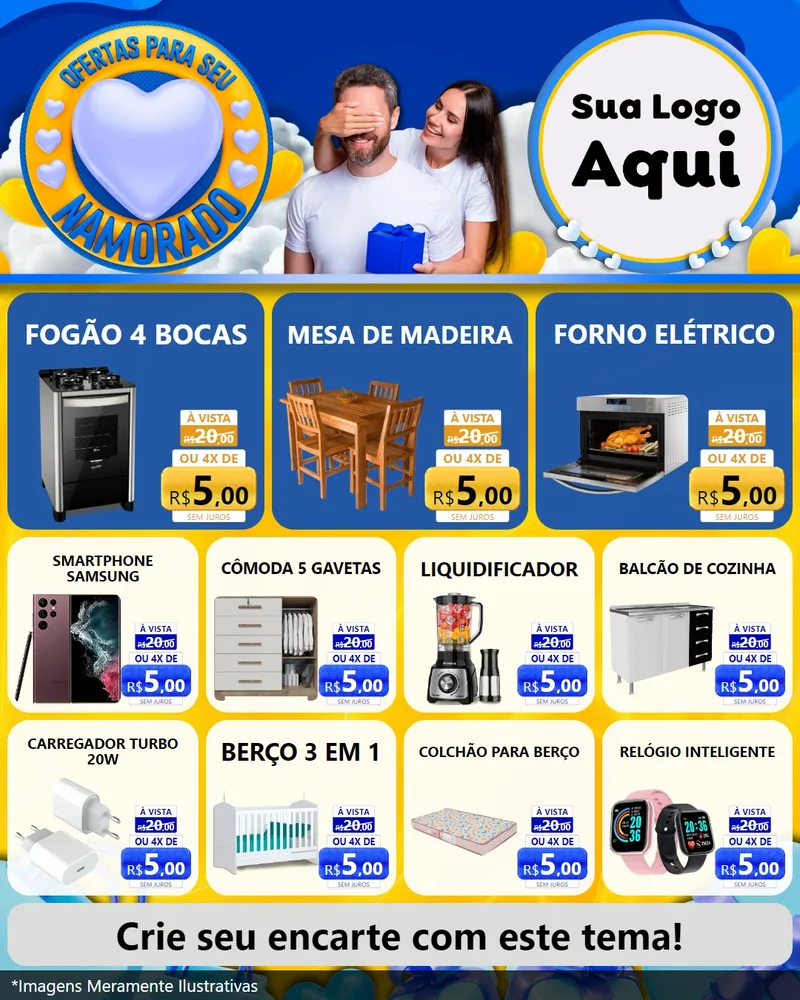 Modelo de Rede Social para Feed Instagram com o tema Ofertas Para Seu Namorado para Móveis e Eletro