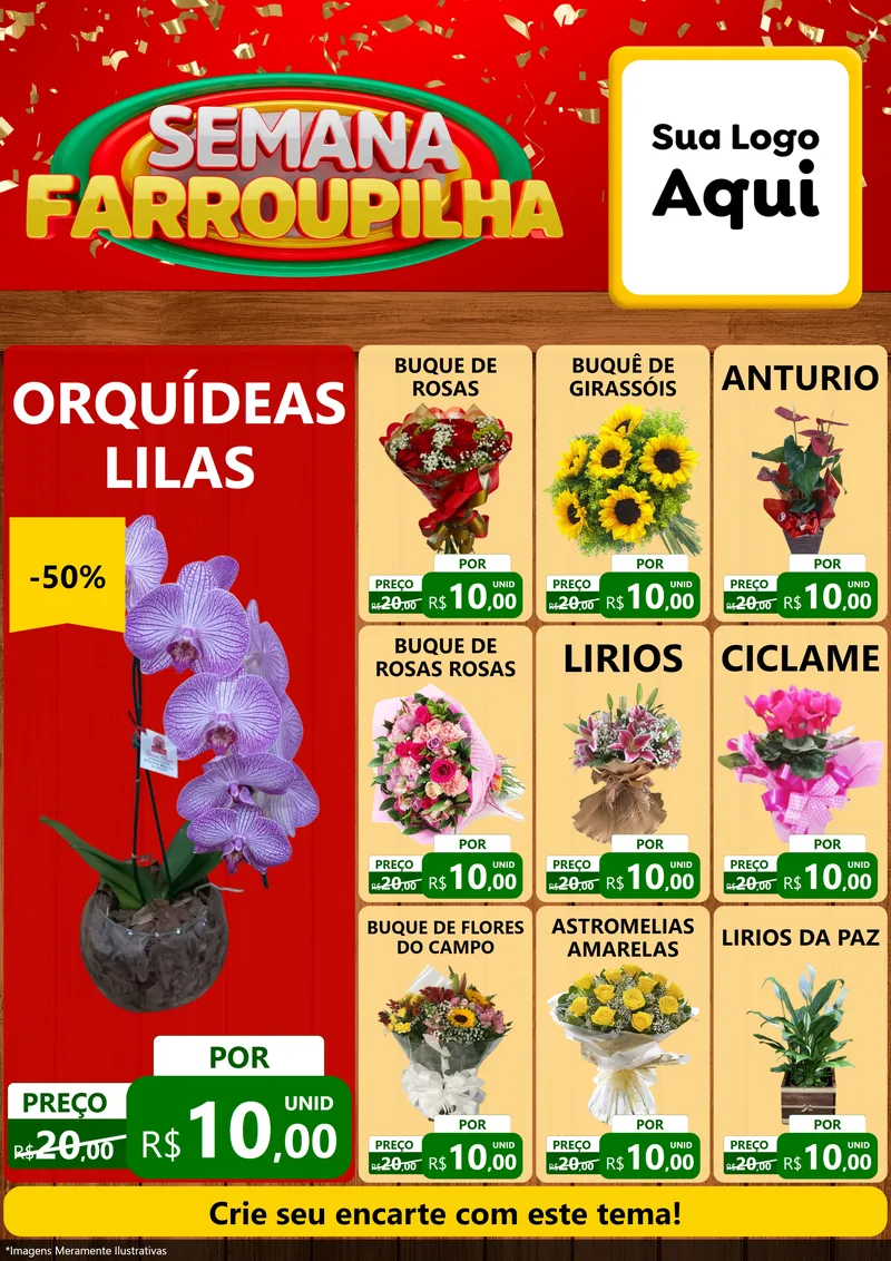 Modelo de Encarte para Encarte A4 Vertical com o tema Semana Farroupilha para Floricultura e jardim