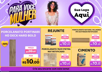 Modelo de Encarte para Encarte A4 Horizontal com o tema Para Você, Mulher para Pisos e revestimentos