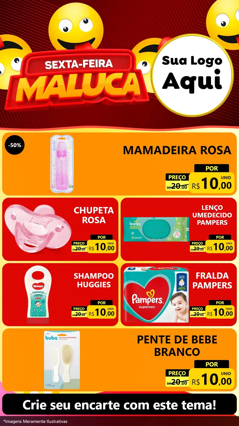 Modelo de TV para TV Vertical com o tema Sexta-feira Maluca para Bebês