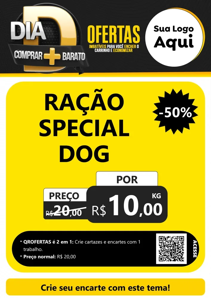 Modelo de Cartaz para Cartaz A4 Vertical com o tema Dia D Mais Economia para Pet Shop