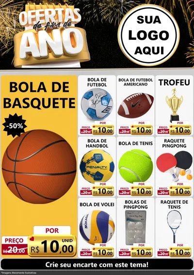 Modelo de Encarte para Encarte A4 Vertical com o tema Ofertas de Fim de Ano para Artigos Esportivos