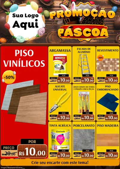 Modelo de Encarte para Encarte A4 Vertical com o tema Promoção Páscoa para Material para Construção