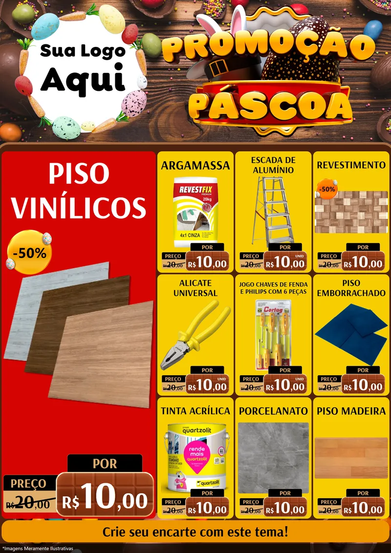 Modelo de Encarte para Encarte A4 Vertical com o tema Promoção Páscoa para Material para Construção