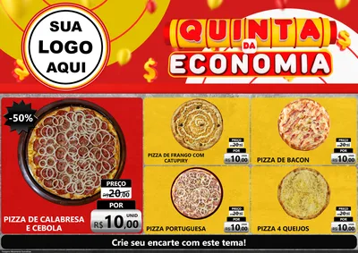 Modelo de Encarte para Encarte A4 Horizontal com o tema Quinta da Economia para Pizzaria