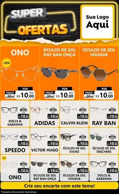 Modelo de Encarte para Encarte Grande com o tema Super Ofertas para Óticas