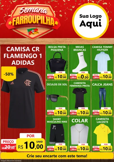 Modelo de Encarte para Encarte A4 Vertical com o tema Semana Farroupilha para Roupas e acessórios