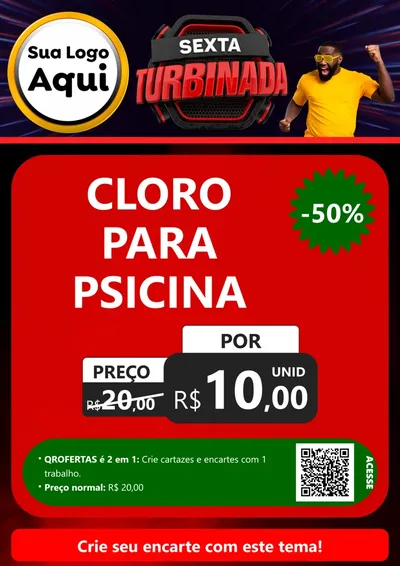 Modelo de Cartaz para Cartaz A4 Vertical com o tema Sexta Turbinada para Produtos para Piscina