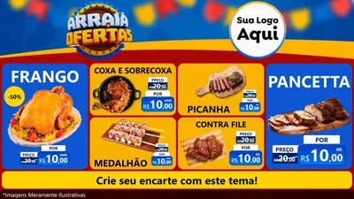 Modelo de TV para TV Horizontal com o tema Arraiá de Ofertas - Junina para Assados