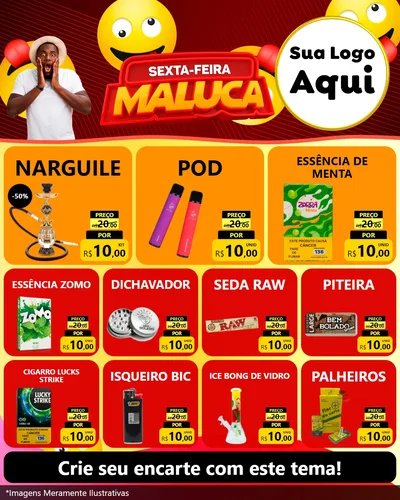 Modelo de Rede Social para Feed Instagram com o tema Sexta-feira Maluca para Tabacaria