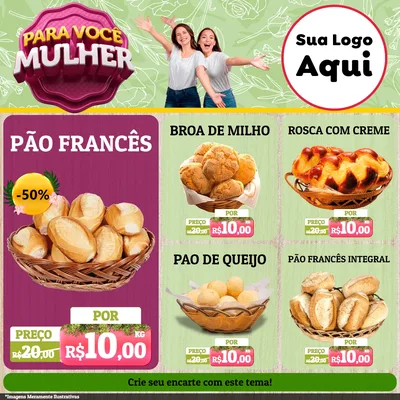 Modelo de Rede Social para Feed Facebook com o tema Para Você Mulher para Padaria