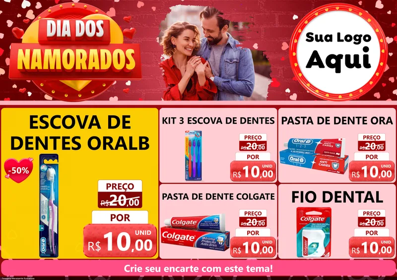 Modelo de Encarte para Encarte A4 Horizontal com o tema Dia Dos Namorados para Higiene Pessoal