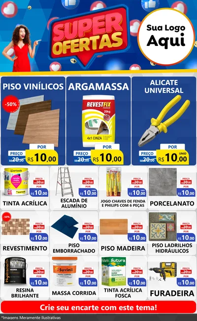 Modelo de Encarte para Encarte Grande com o tema Super Ofertas para Material para Construção
