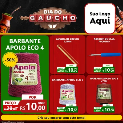 Modelo de Rede Social para Feed Facebook com o tema Dia do Gaúcho para Armarinho e Aviamentos