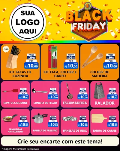 Modelo de Rede Social para Feed Instagram com o tema Black Friday para Utilidades Domésticas