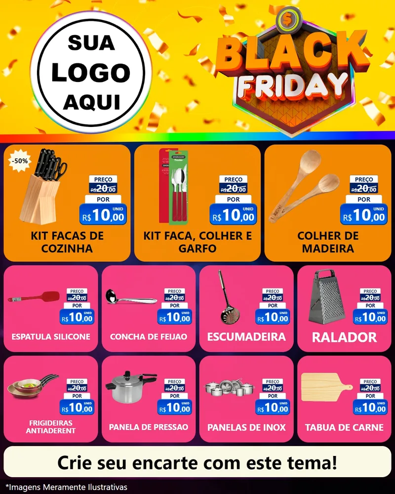 Modelo de Rede Social para Feed Instagram com o tema Black Friday para Utilidades Domésticas