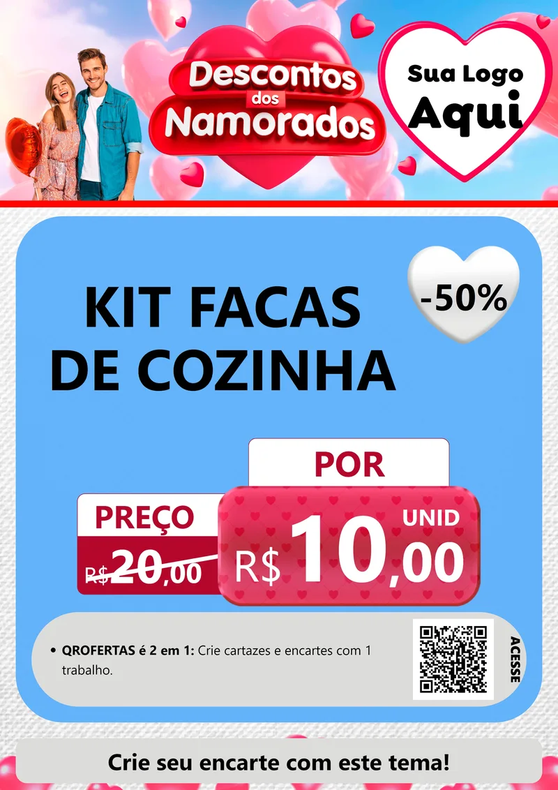 Modelo de Cartaz para Cartaz A4 Vertical com o tema Descontos dos Namorados para Utilidades Domésticas