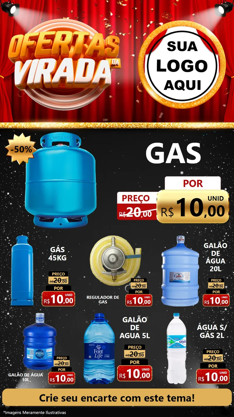 Modelo de Rede Social para Stories com o tema Ofertas da Virada para Água e gás