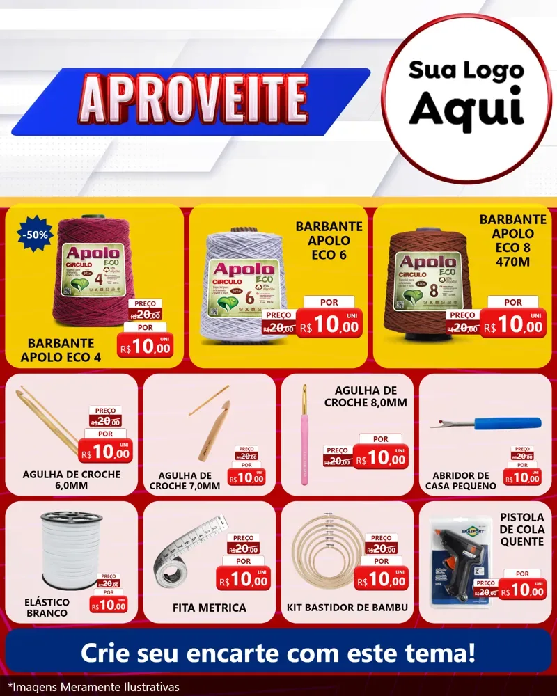 Modelo de Rede Social para Feed Instagram com o tema Aproveite para Armarinho e Aviamentos