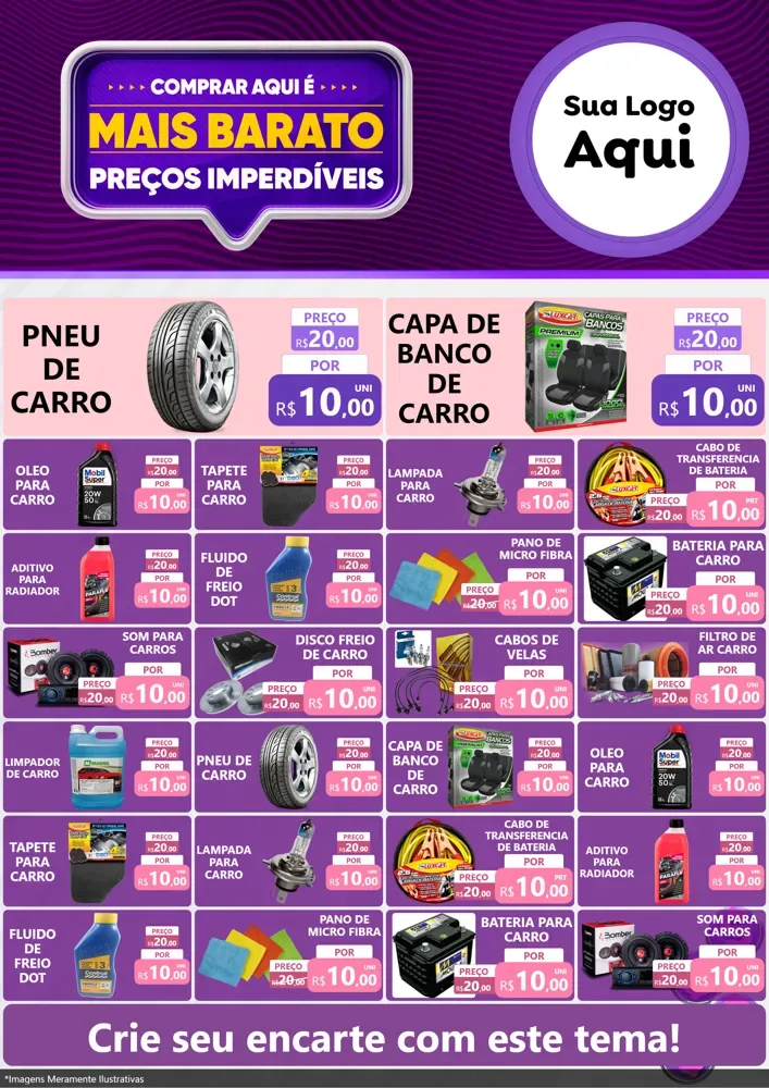 Modelo de Encarte para Encarte A4 Vertical com o tema Mais Barato para Auto peças