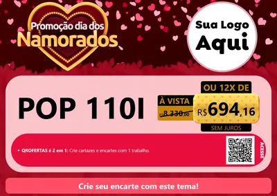 Modelo de Cartaz para Cartaz A4 Horizontal com o tema Promoção Dia Dos Namorados para Concessionaria de Motos