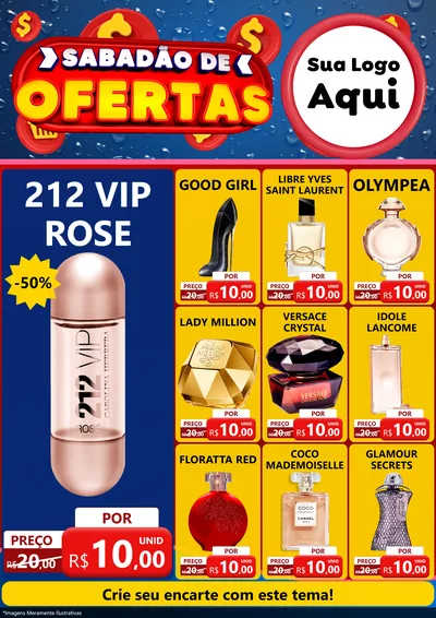 Modelo de Encarte para Encarte A4 Vertical com o tema Sabadão de Ofertas para Perfumes