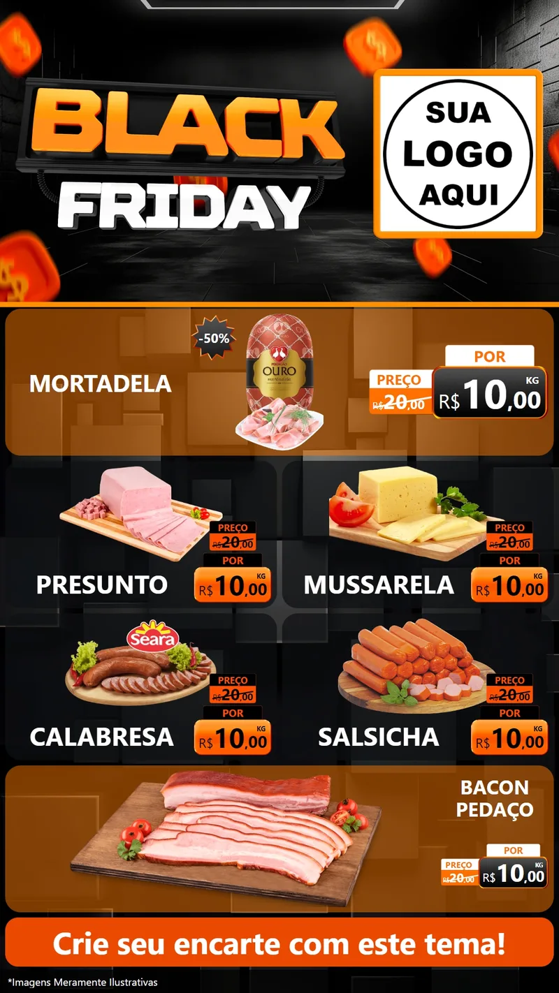 Modelo de TV para TV Vertical com o tema Black Friday para Frios e Laticínios