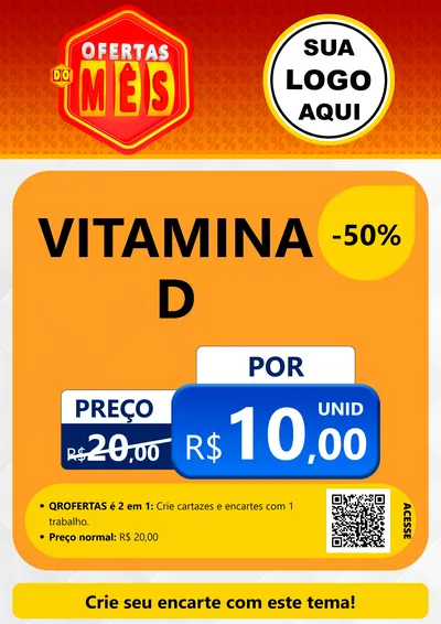 Modelo de Cartaz para Cartaz A4 Vertical com o tema Ofertas do Mês para Farmácia