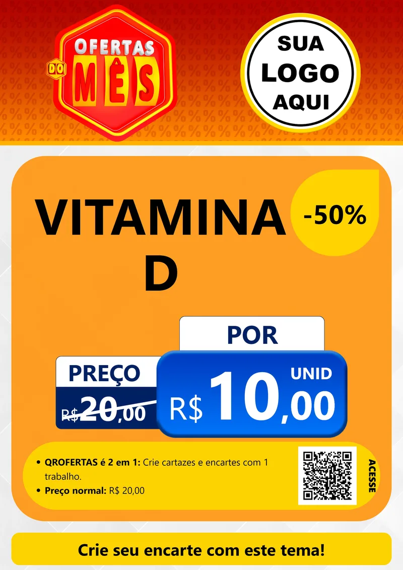 Modelo de Cartaz para Cartaz A4 Vertical com o tema Ofertas do Mês para Farmácia