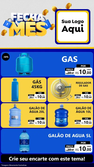 Modelo de TV para TV Vertical com o tema Fecha Mês para Água e gás