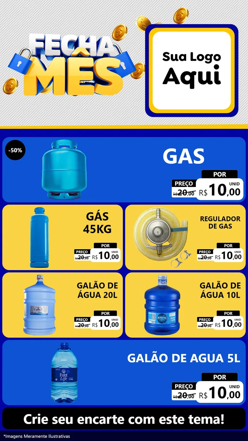 Modelo de TV para TV Vertical com o tema Fecha Mês para Água e gás