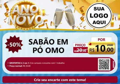Modelo de Cartaz para Cartaz A4 Horizontal com o tema Ofertas de Ano Novo para Produtos de Limpeza