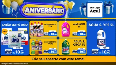 Modelo de TV para TV Horizontal com o tema Aniversário para Produtos de Limpeza