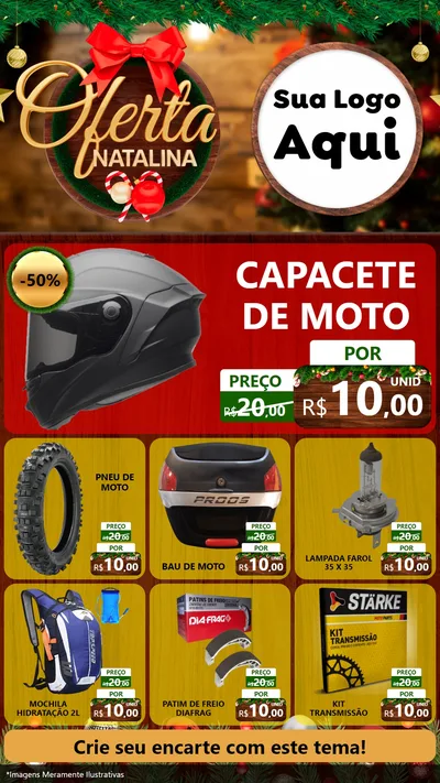 Modelo de Rede Social para Stories com o tema Ofertas Natalina para Moto peças