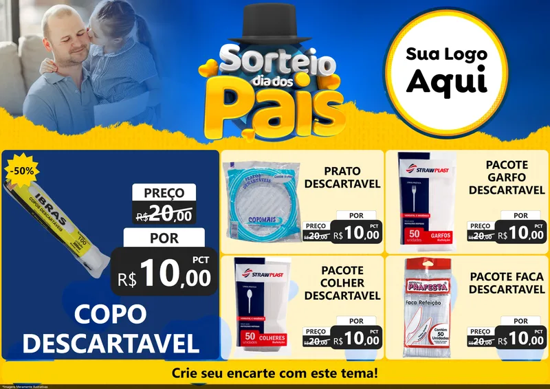 Modelo de Encarte para Encarte A4 Horizontal com o tema Sorteio Dia Dos Pais para Embalagens