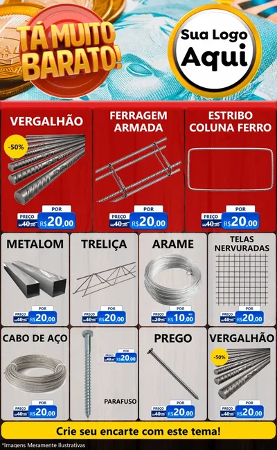 Modelo de Encarte para Encarte Grande com o tema Está Muito Barato para Ferragens