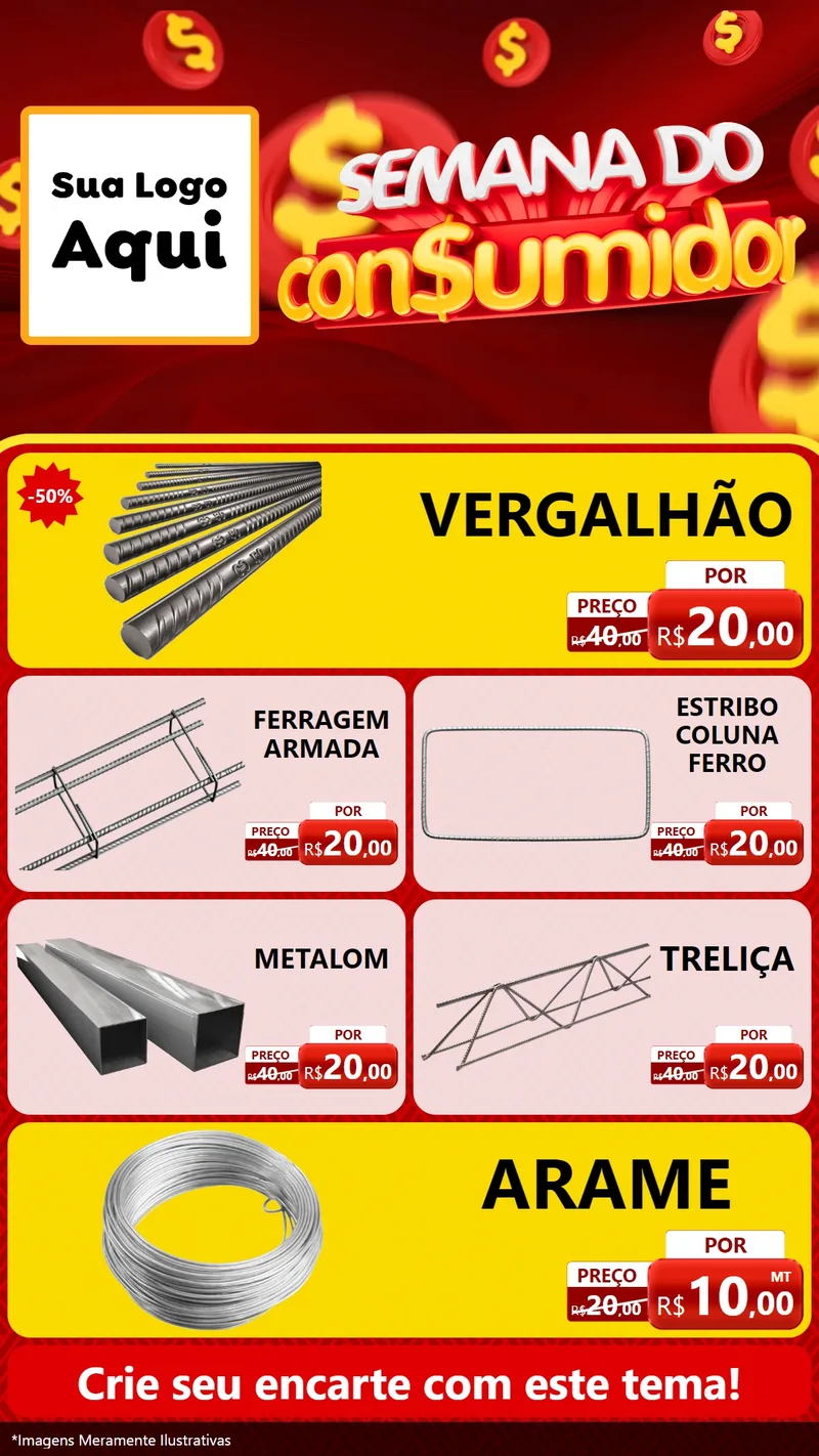 Modelo de TV para TV Vertical com o tema Semana do Consumidor para Ferragens